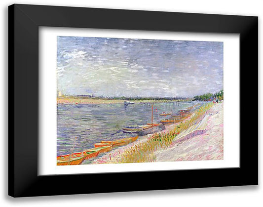 Moored Boats, 1887 28x22 Black Modern Wood Framed Art Print Poster by Van Gogh, Vincent