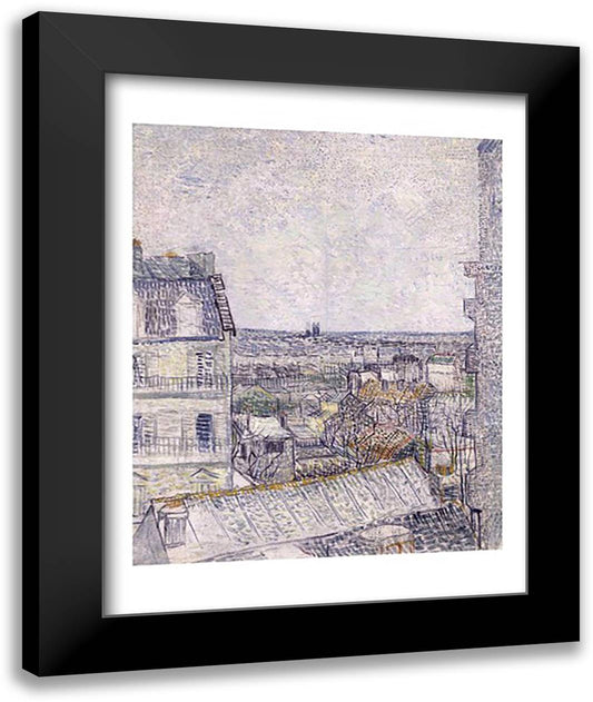 View from Vincent's room in the Rue Lepic 22x28 Black Modern Wood Framed Art Print Poster by Van Gogh, Vincent