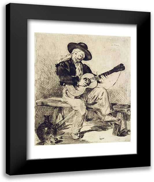 The Guitarist 22x28 Black Modern Wood Framed Art Print Poster by Manet, Edouard