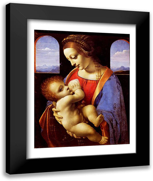 The Litta Madonna, 1490 22x28 Black Modern Wood Framed Art Print Poster by da Vinci, Leonardo