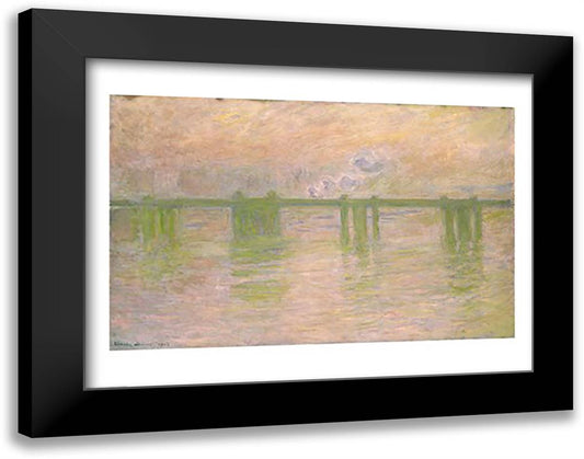 Charing Cross Bridge 28x22 Black Modern Wood Framed Art Print Poster by Monet, Claude
