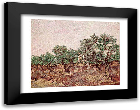 The Olive Pickers 28x22 Black Modern Wood Framed Art Print Poster by Van Gogh, Vincent