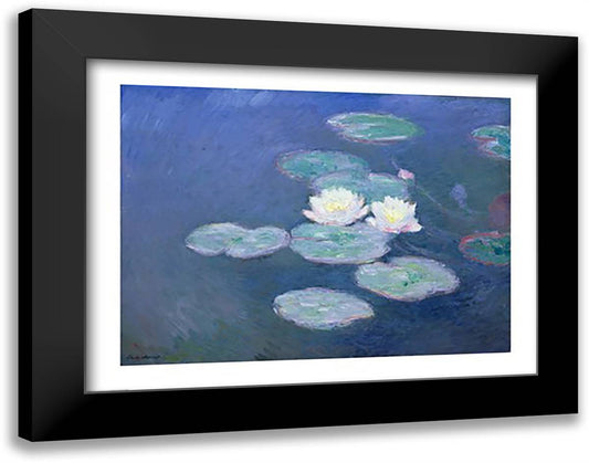 Waterlilies, Evening 28x22 Black Modern Wood Framed Art Print Poster by Monet, Claude