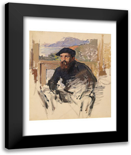 Self Portrait in his Atelier, c.1884 22x28 Black Modern Wood Framed Art Print Poster by Monet, Claude