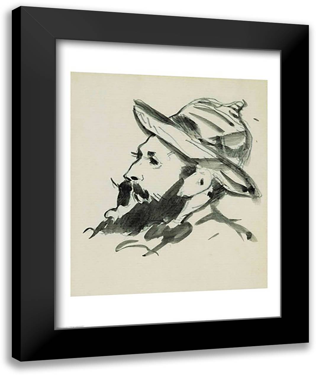 Head of a Man 22x28 Black Modern Wood Framed Art Print Poster by Manet, Edouard