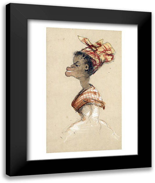 Black Woman Wearing a Headscarf, 1857 22x28 Black Modern Wood Framed Art Print Poster by Monet, Claude