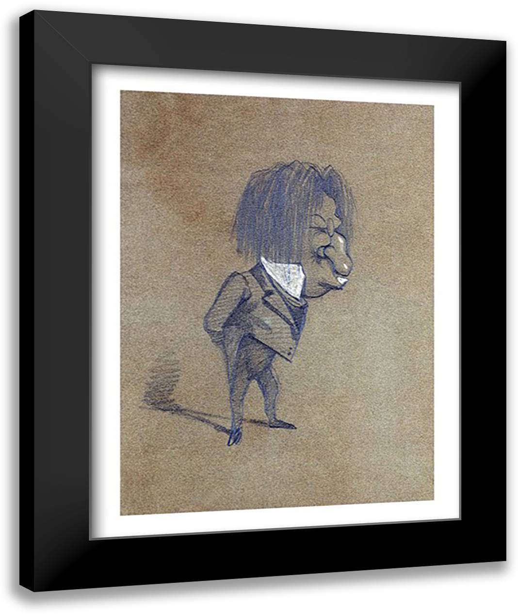 Caricature of Jules Husson 'Champfleury' 22x28 Black Modern Wood Framed Art Print Poster by Monet, Claude