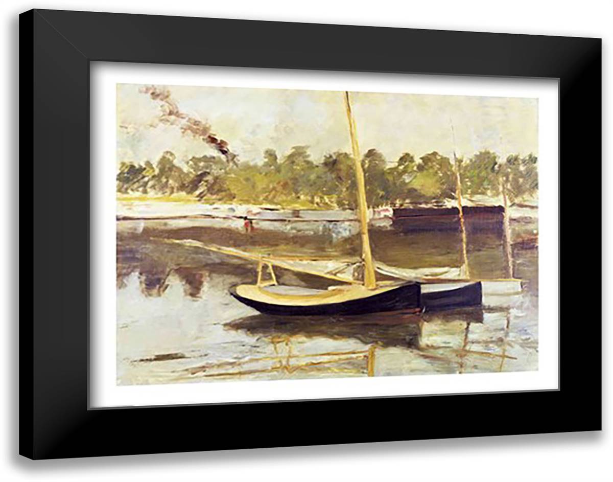 Study of a boat at Argenteuil, 1874 28x22 Black Modern Wood Framed Art Print Poster by Manet, Edouard