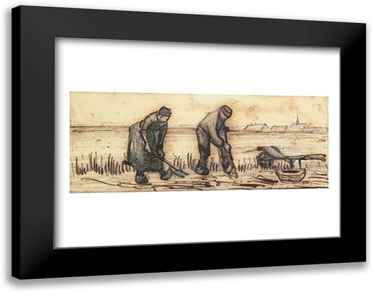 The Potato Harvest 28x22 Black Modern Wood Framed Art Print Poster by Van Gogh, Vincent