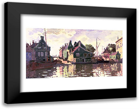 Zaandam 28x22 Black Modern Wood Framed Art Print Poster by Monet, Claude