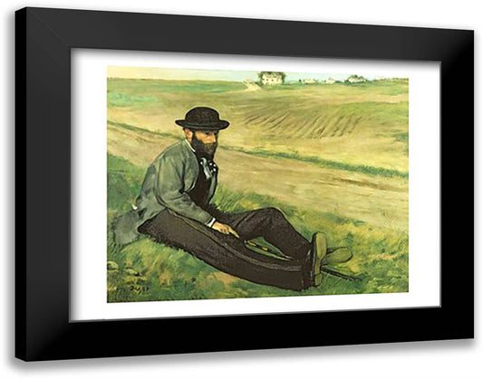 Eugene Manet 28x22 Black Modern Wood Framed Art Print Poster by Degas, Edgar
