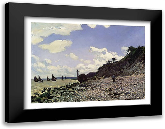 Beach at Honfleur, c.1867 28x22 Black Modern Wood Framed Art Print Poster by Monet, Claude