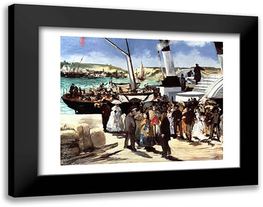 The Departure of the Folkestone Ferry from Boulogne, 1869 28x22 Black Modern Wood Framed Art Print Poster by Manet, Edouard