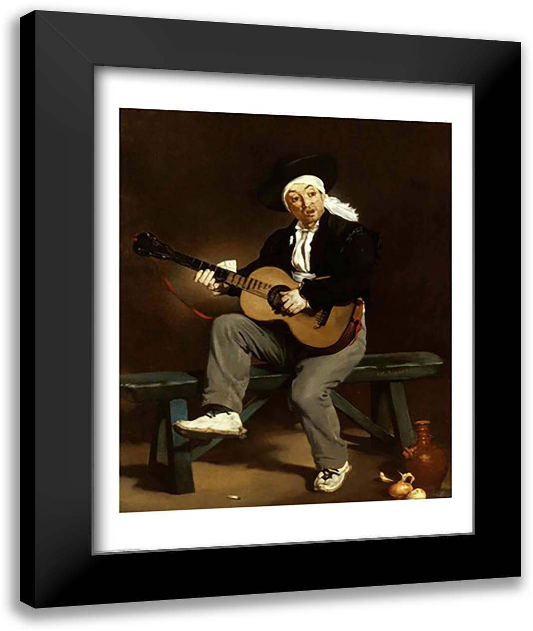 The Spanish Singer, 1860 22x28 Black Modern Wood Framed Art Print Poster by Manet, Edouard