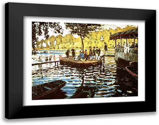 La Grenouillere, 1869 28x22 Black Modern Wood Framed Art Print Poster by Monet, Claude