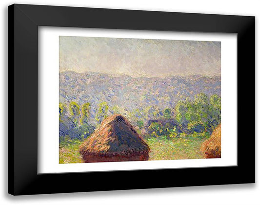 The Haystacks or, The End of the Summer, at Giverny, 1891 28x22 Black Modern Wood Framed Art Print Poster by Monet, Claude
