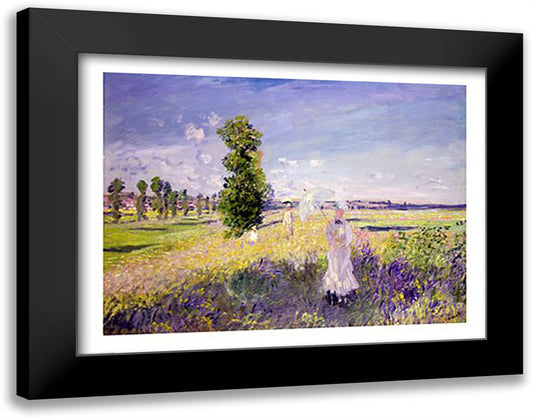 The Walk (Argenteuil), c.1872-75 28x22 Black Modern Wood Framed Art Print Poster by Monet, Claude