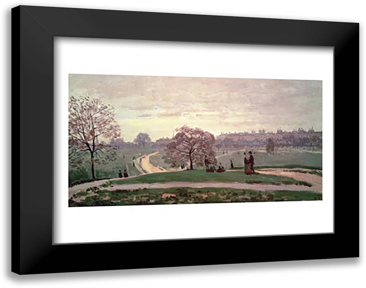 Hyde Park 28x22 Black Modern Wood Framed Art Print Poster by Monet, Claude