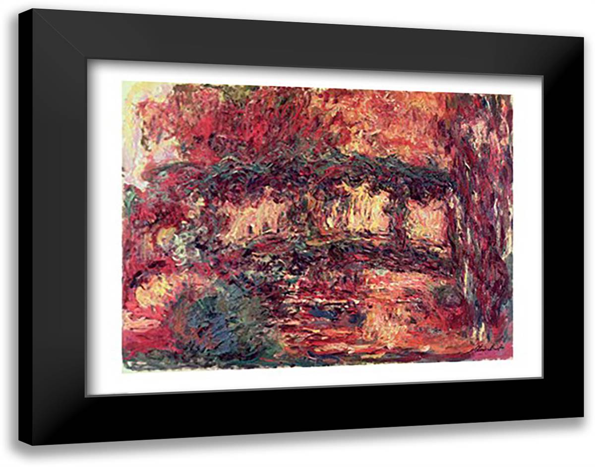 Waterlilies: The Japanese Bridge, or Japanese Bridge at Giverny, c.1923 28x22 Black Modern Wood Framed Art Print Poster by Monet, Claude