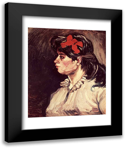 Portrait of a Woman with a Red Ribbon, 1885 22x28 Black Modern Wood Framed Art Print Poster by Van Gogh, Vincent