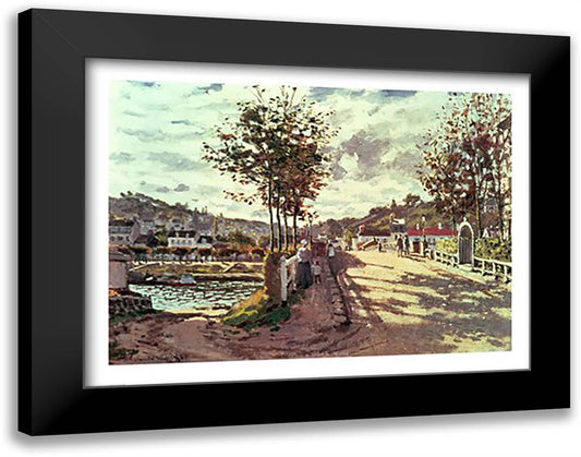 The Seine at Bougival, 1869 28x22 Black Modern Wood Framed Art Print Poster by Monet, Claude