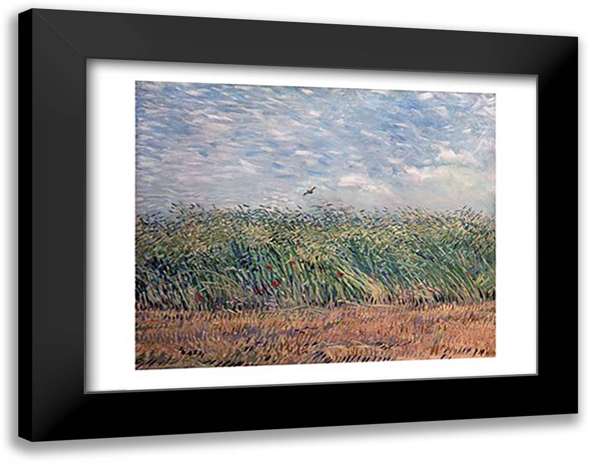 Wheatfield with Lark, 1887 28x22 Black Modern Wood Framed Art Print Poster by Van Gogh, Vincent
