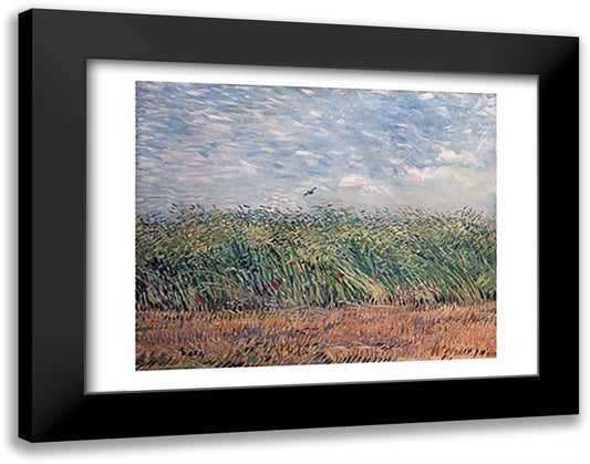 Wheatfield with Lark, 1887 28x22 Black Modern Wood Framed Art Print Poster by Van Gogh, Vincent