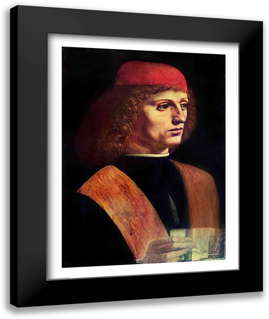 Portrait of a Musician, c.1485 22x28 Black Modern Wood Framed Art Print Poster by da Vinci, Leonardo