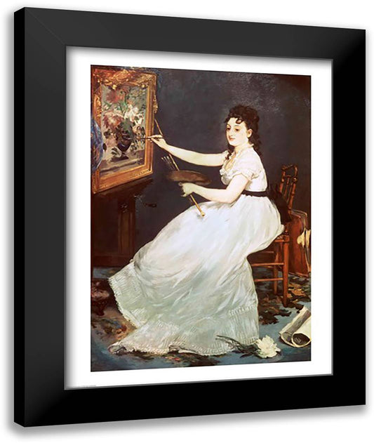 Portrait of Eva Gonzales 22x28 Black Modern Wood Framed Art Print Poster by Manet, Edouard