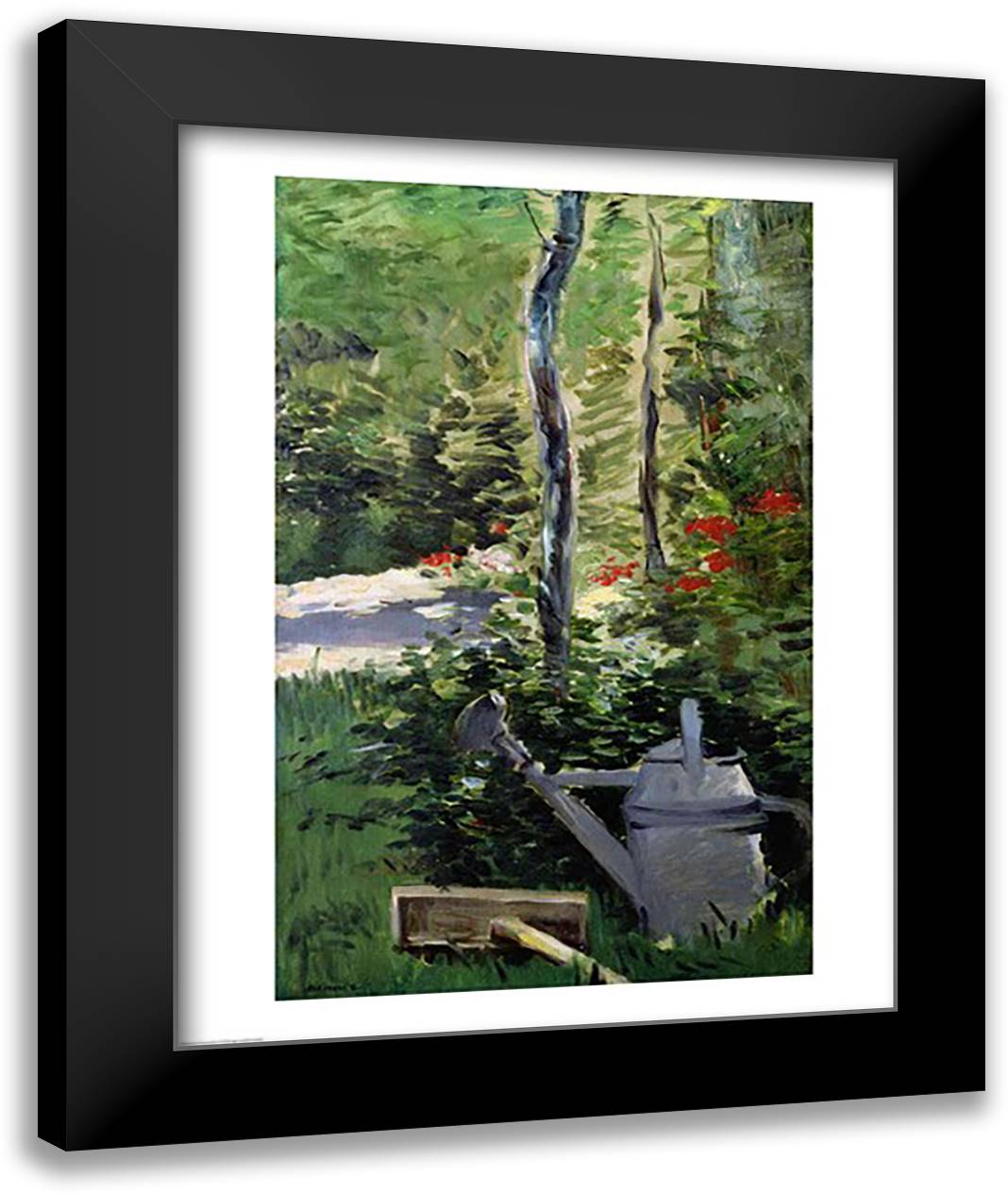 The Watering Can, 1880 22x28 Black Modern Wood Framed Art Print Poster by Manet, Edouard