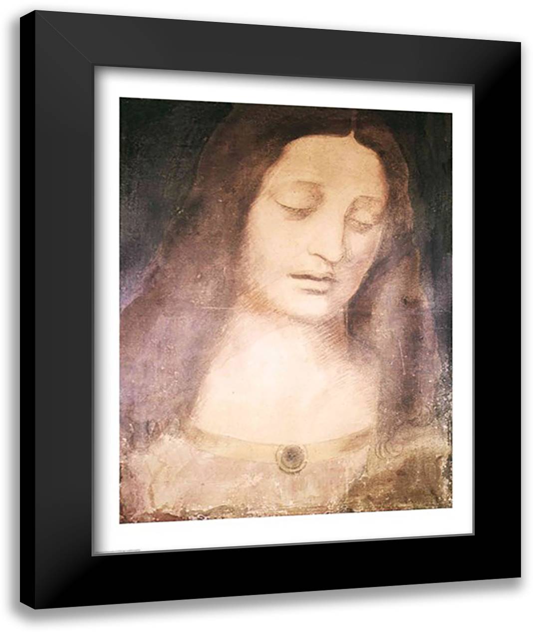 Head of Christ 22x28 Black Modern Wood Framed Art Print Poster by da Vinci, Leonardo