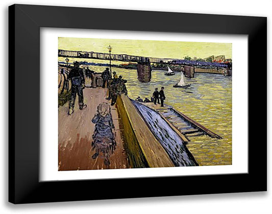 Le Pont de Trinquetaille in Arles, 1888 28x22 Black Modern Wood Framed Art Print Poster by Van Gogh, Vincent
