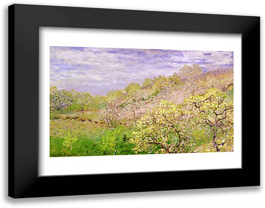 Trees in Blossom 28x22 Black Modern Wood Framed Art Print Poster by Monet, Claude