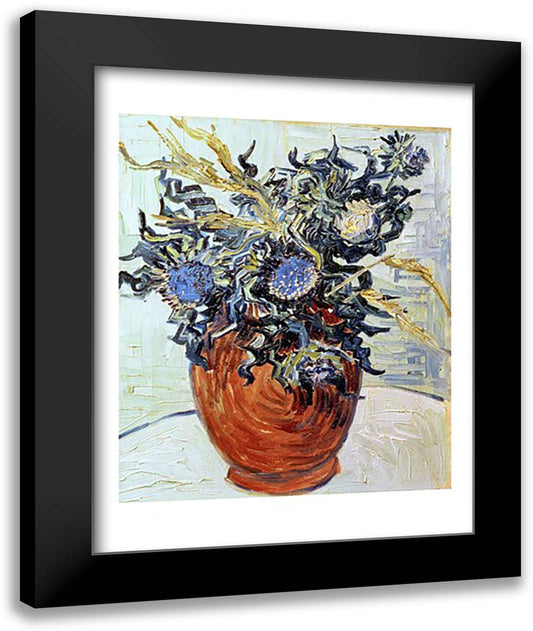 Still Life with Thistles, 1890 22x28 Black Modern Wood Framed Art Print Poster by Van Gogh, Vincent