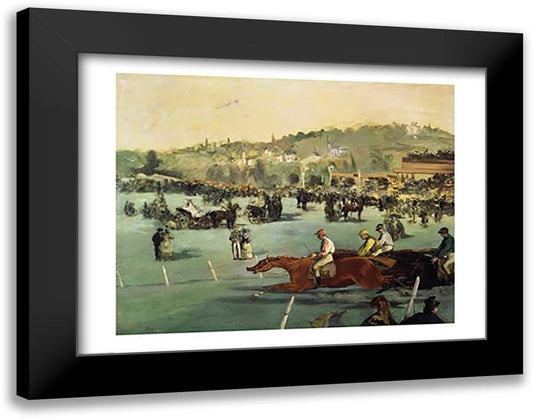 Horse Racing, 1872 28x22 Black Modern Wood Framed Art Print Poster by Manet, Edouard