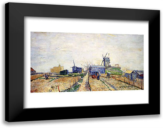 Vegetable Gardens and the Moulin de Blute-Fin on Montmartre, 1887 28x22 Black Modern Wood Framed Art Print Poster by Van Gogh, Vincent