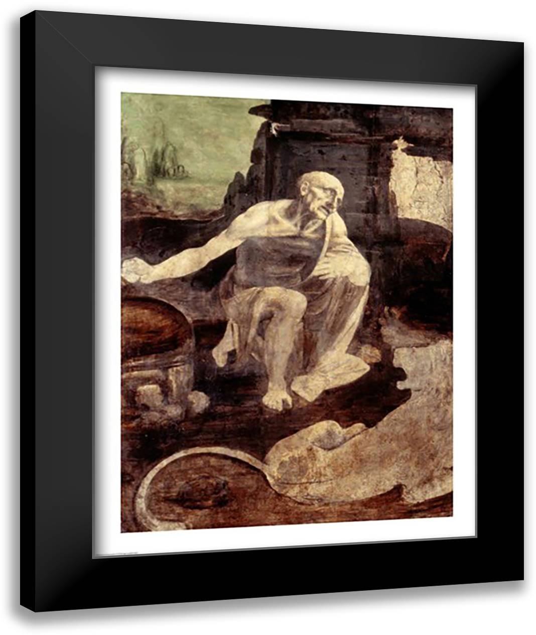 St. Jerome, c.1480-82 22x28 Black Modern Wood Framed Art Print Poster by da Vinci, Leonardo