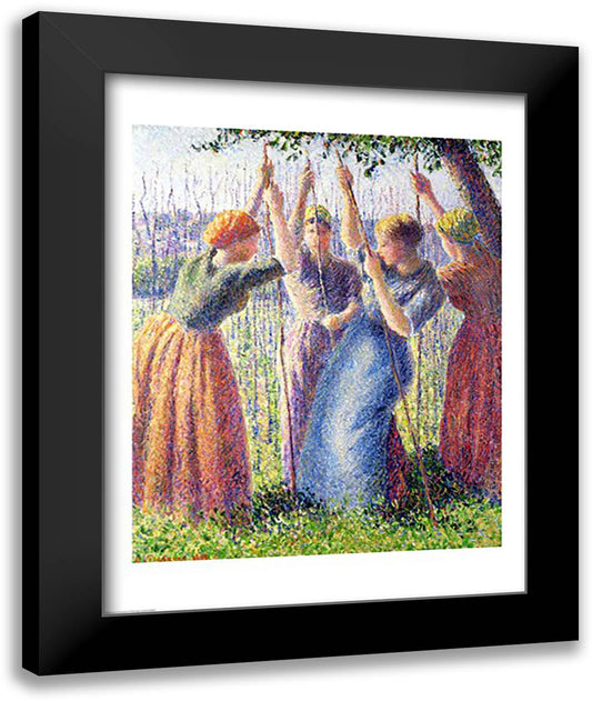 Women Planting Peasticks, 1891 22x28 Black Modern Wood Framed Art Print Poster by Pissarro, Camille
