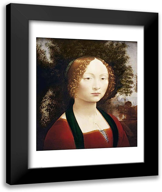 Ginevra de' Benci 22x28 Black Modern Wood Framed Art Print Poster by da Vinci, Leonardo