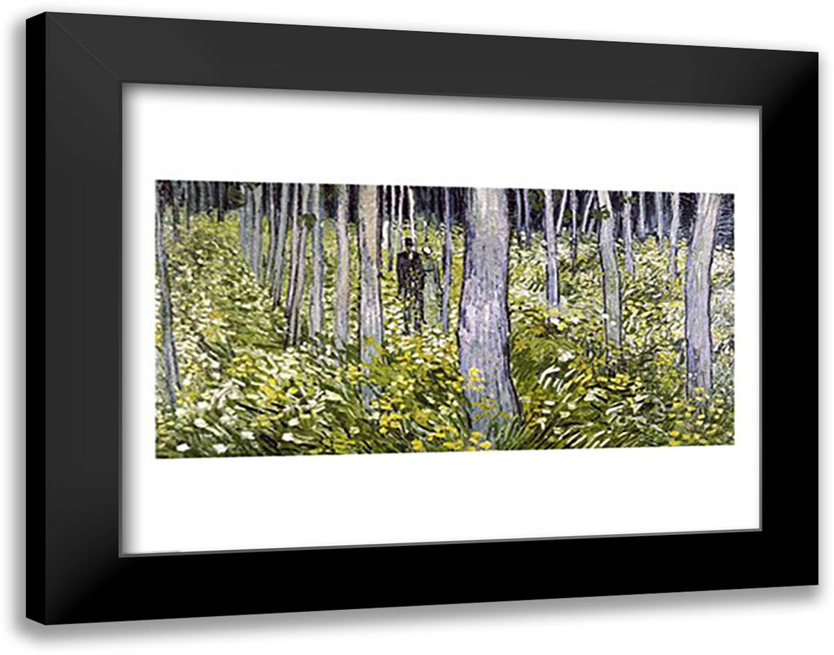 Undergrowth with Two Figures, 1890 28x22 Black Modern Wood Framed Art Print Poster by Van Gogh, Vincent