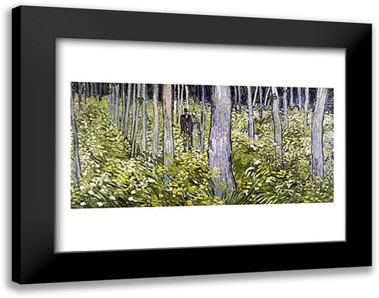 Undergrowth with Two Figures, 1890 28x22 Black Modern Wood Framed Art Print Poster by Van Gogh, Vincent