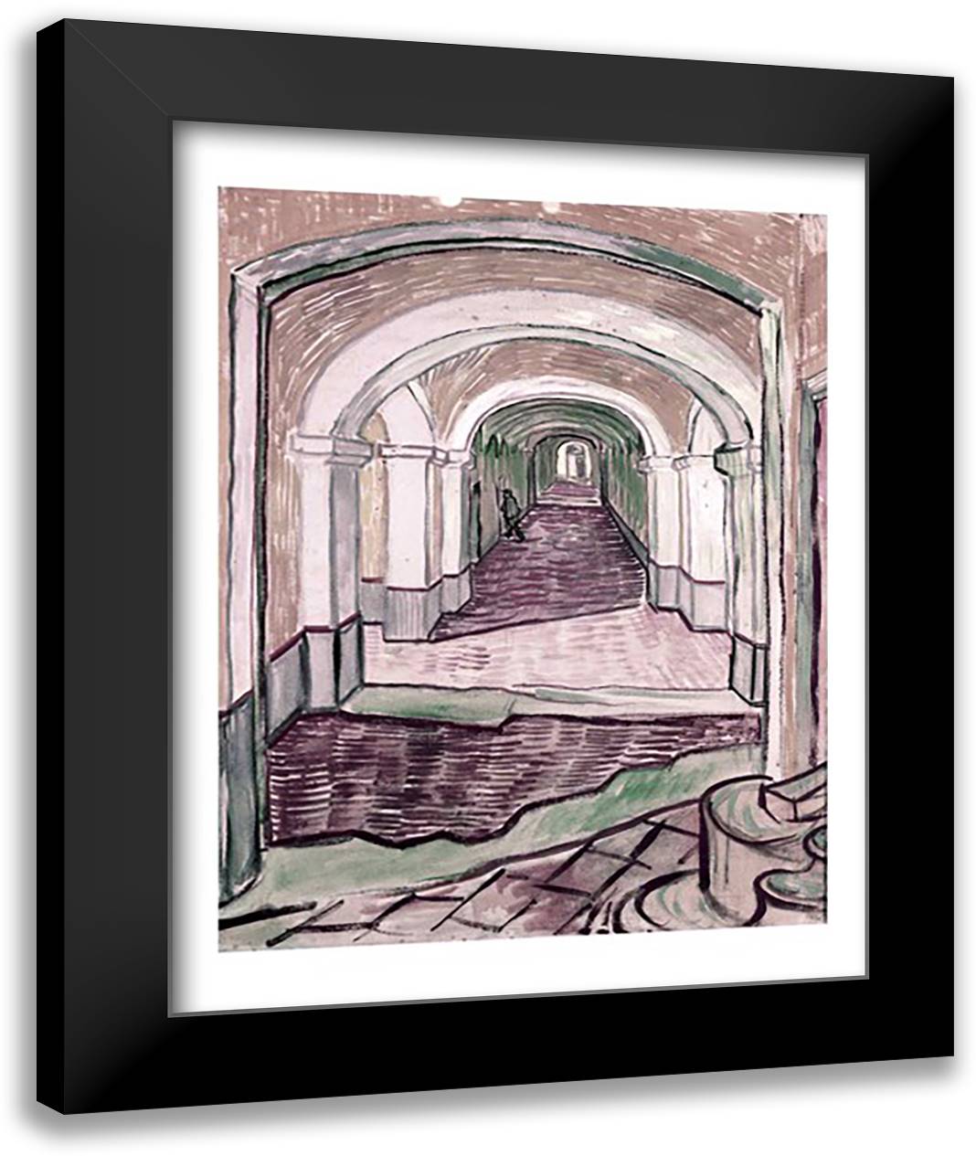 Arched Hallway 22x28 Black Modern Wood Framed Art Print Poster by Van Gogh, Vincent
