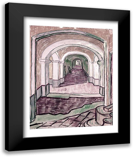 Arched Hallway 22x28 Black Modern Wood Framed Art Print Poster by Van Gogh, Vincent