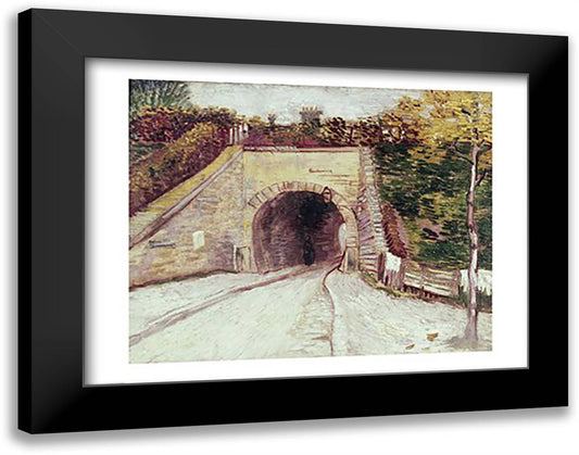 Tunnel through hillside 28x22 Black Modern Wood Framed Art Print Poster by Van Gogh, Vincent