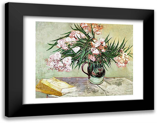 Oleanders and Books, 1888 28x22 Black Modern Wood Framed Art Print Poster by Van Gogh, Vincent