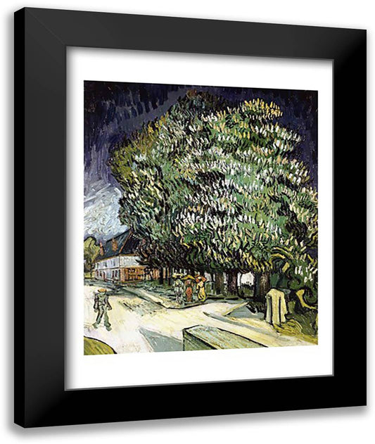 Chestnut trees in Blossom, Auvers-sur-Oise, 1890 22x28 Black Modern Wood Framed Art Print Poster by Van Gogh, Vincent