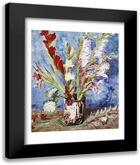 Vase with Gladioli 22x28 Black Modern Wood Framed Art Print Poster by Van Gogh, Vincent