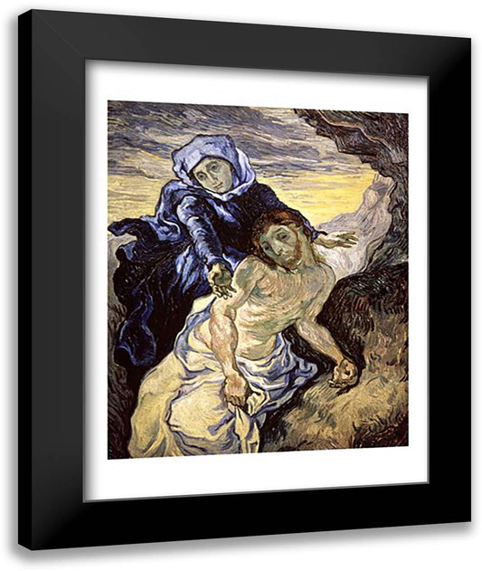 Pieta, 1890 22x28 Black Modern Wood Framed Art Print Poster by Van Gogh, Vincent