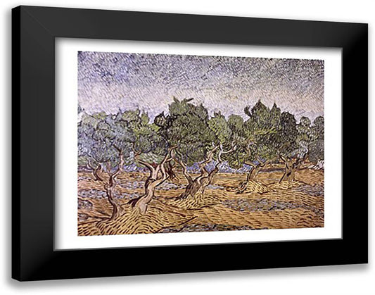 Olive Orchard, Violet Soil 28x22 Black Modern Wood Framed Art Print Poster by Van Gogh, Vincent
