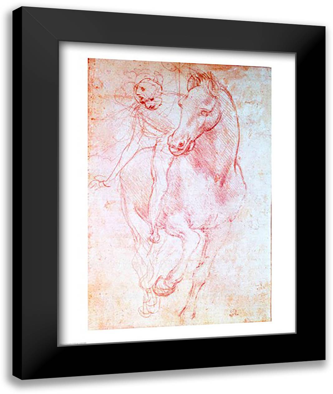 Study of a Horse and Rider, c.1481 22x28 Black Modern Wood Framed Art Print Poster by da Vinci, Leonardo